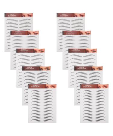 Lot de 10 Autocollants pour Sourcils en Relief Imperm ables Noirs Autocollants de Maquillage Cr atifs pour Sourcils Naturels et R alistes Adapt s Soins F minins