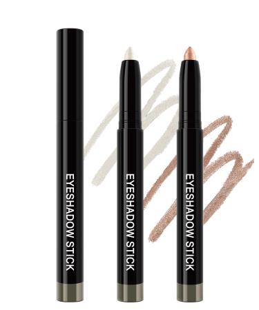 Lestpola Glitter eyeshadow stick 2 pieces silver bronze glitter eyeshadow stick with sharpener waterproof longlasting cream smooth shine Crayon eyeliner highly pigmented sparkling eye makeup 01