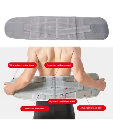 XL Gray Elastic Back Bandage - Adjustable & Breathable Lumbar Support for Lower Back Pain Relief | Ideal for Sports & Daily Use - International Shipping Available - Buy Online on GoSupps.com
