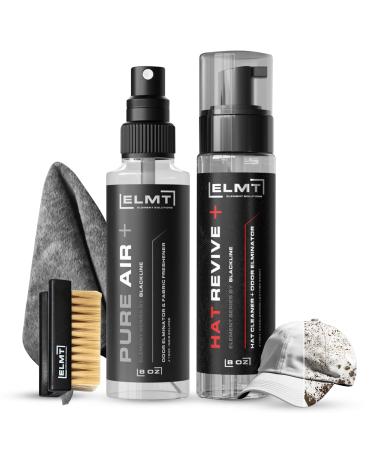 Blackline ELMT Hat Cleaning Kit — Quick-drying US-Made Cleans 50+ Hats — Hat Cleaner for Baseball Caps of all Materials Cotton Wool Leather Felt and more (8oz Solution Deodorizer Towel & Brush)