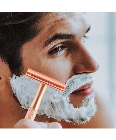 Metal Safety Double-Edged Razor for Men | Stainless Steel Shaving | Smooth Shave Minimal Irritation | Portable & Easy to Use | Suitable for All Skin Types | Silver & Rose Gold - Buy Online on GoSupps.com