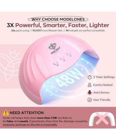 Modelones 28 Colors Gel Nail Kit with 48W Nail Lamp - DIY Home Nail Curing Set for Women in Orange Red - Buy Online on GoSupps.com