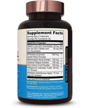 BreatheWell Botanical Respiratory Immune Supplement with Echinacea Elderberry Zinc - 60 Capsules - Buy Online on GoSupps.com