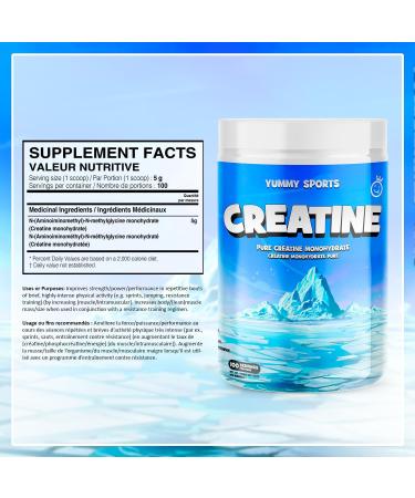 Yummy Sports Pure Creatine Monohydrate - 5g Creatine Powder per Serving - Muscle Gain Endurance Strength Energy Boost Pre Workout Supplement - Creatine Monohydrate 500g - Buy Online on GoSupps.com