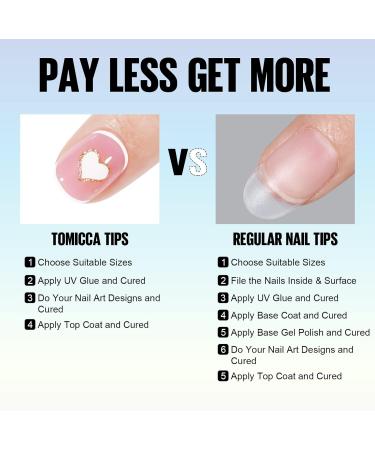 TOMICCA Extra Short Oval Nail Tips 180PCS Pink Soft Gel Nails - 3 in 1 Base Coat Coverage - Matte Full Coverage Nail Tips for Nail Art Extensions - Buy Online on GoSupps.com