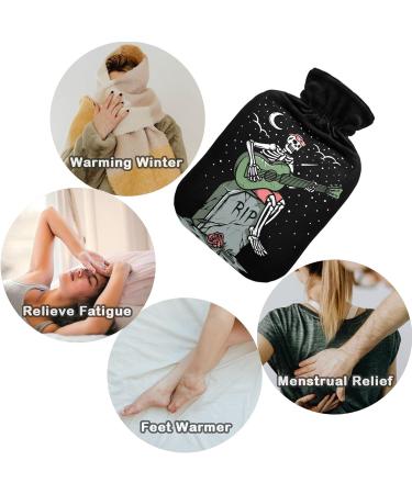 NAANLE Skull Skeleton Guitar Hot Water Bottle with Cover | 1L Hand/Foot Warmer for Pain Relief | Heat & Cold Therapy - Buy Online on GoSupps.com