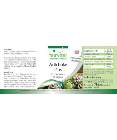 Fairvital | Artichoke Plus VEGAN - 90 capsules - with nettle extract 10:1 and juniper - Buy Online on GoSupps.com