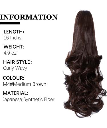 Yamel Long Curly Wavy Ponytail Extension - Natural Medium Brown - 16 inch - Buy Online on GoSupps.com