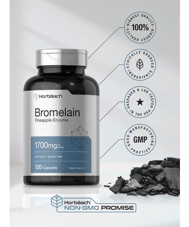 Bromelain 1700mg Capsules - Digestive Health Support - Pineapple Enzyme Supplement - Non-GMO Gluten Free - 120 Count by Horbaach - Buy Online on GoSupps.com
