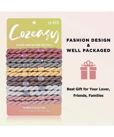 COZEASY 12 pcs Assorted Elastic Hair Ties - Gentle Hold Ponytail Holders for Thick and Curly Hair (Multicolor 17) - Buy Online on GoSupps.com