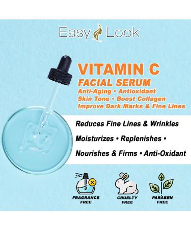Vitamin C Face Serum - Anti-Aging & Dark Spot Treatment for Even Skin Tone Fine Lines & Wrinkles - 2 Fl Oz - Buy Online on GoSupps.com