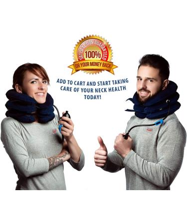 Pinched Nerve Neck Stretcher & Cervical Traction Device for Home Pain Relief - Inflatable Spinal Decompression Collar for Muscle Strain, Herniated Discs, and Injury Recovery (Blue) - Buy Online on GoSupps.com