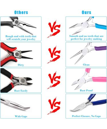 Shynek 4pcs Jewelry Pliers Set - Needle Nose, Chain Nose, Round Nose, Wire Cutters & Bent Nose Pliers - for Crafts, Wire Wrapping & Jewelry Making - Buy Online on GoSupps.com