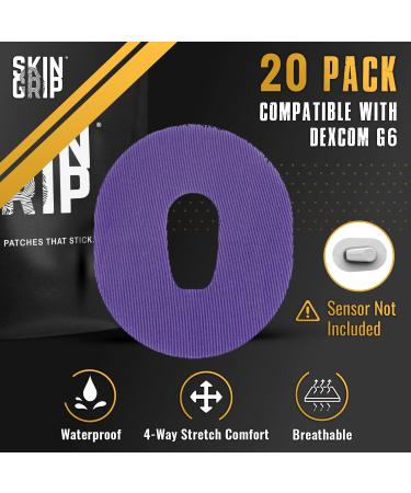 Skin Grip Adhesive Patches for Dexcom G6 CGM - Waterproof Sweatproof Pre-Cut 20-Pack | Long-Lasting Protection for Continuous Glucose Monitoring - Buy Online on GoSupps.com