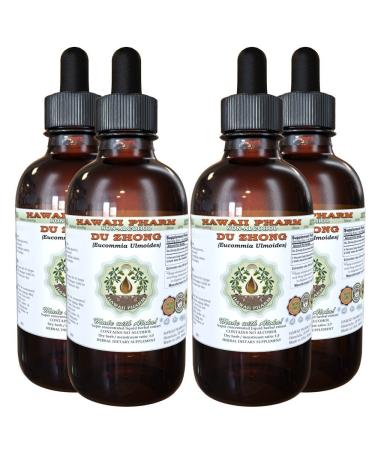 Du Zhong Alcohol-Free Liquid Extract Du Zhong Eucommia (Eucommia Ulmoides) Bark Glycerite Hawaii Pharm Natural Herbal Supplement 4x4 oz 4 Fl Oz (Pack of 4)