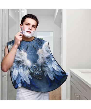 Blue Wings Print Beard Bib Apron - Non-Stick Hair Catcher for Men | Ideal Shaving Gift | One Size Black - Buy Online on GoSupps.com