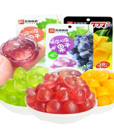 3 flavors Fruit Juice Peel Fudge white peach Peeling Fruit Fudge Mango Grape Soft Candy Mixed Assorted Fruit Flavor Chewing Candy Chinese Casual Sweets Snacks Gift (3 Flavor Mix and Match 3bag) 3 Flavor Mix and Match 3bag