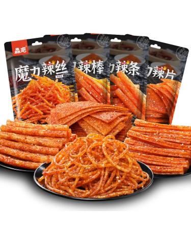Spicy noodle web celebrity latiao snacks 62g/packet big spicy piece nostalgia spicy Gluten casual snacks Very spicy Spicy stick (Mix and match spicy strips 10 pack)