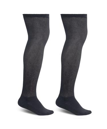 Athlemo 2 Pairs Men Bamboo Diabetic Socks Circulatory Loose Fit Over The Knee Seamless Moisture Wicking for Smelly Foot Black 13-15 Sock size 13-15 Mens shoe size 11-14 Black(2 Pairs) - Buy Online on GoSupps.com