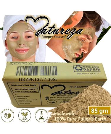 Natureza Organic soap Natural Clay soap body scrub for detoxifying Oily skin Acne 90g - Buy Online on GoSupps.com