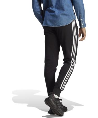 Buy adidas Men's Essentials French Terry Joggers - Tapered Cuff 3-Stripes Pants in Black-White | International Shipping Available - Buy Online on GoSupps.com