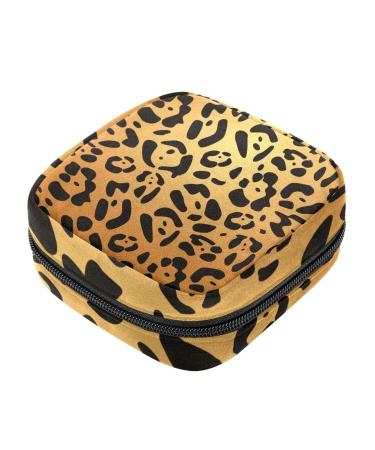Menstrual Pad Bag with Zipper Ladies Napkin Bag Tampons Collection Pouch for Women and Girls (Leopard Print)