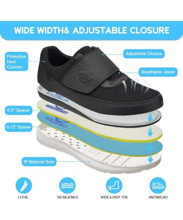 CBMTCR Men's Wide Walking Shoes with Adjustable Closure - Lightweight & Comfortable for Diabetic Swollen Feet - Size 11 Wide, Black - Buy Online on GoSupps.com