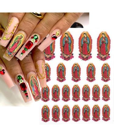 Religious Nail Art Stickers: Virgin Mary, San Judas, Jesus - 6 Sheets 3D Self-Adhesive Decals for Women's DIY Manicure - Buy Online on GoSupps.com