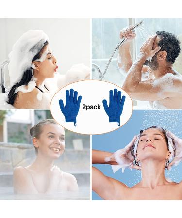 Lake Blue Exfoliating Bath Gloves - 2 Pack Rubbing Towel for Back Decontamination - Buy Online on GoSupps.com