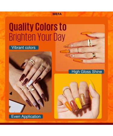 MEFA Brown Gel Nail Polish Set 12 Colors Autumn Winter Red Orange Gel Polish Set Soak Off UV Led Green Nail Gel Manicure at Home DIY Salon for Women - Buy Online on GoSupps.com