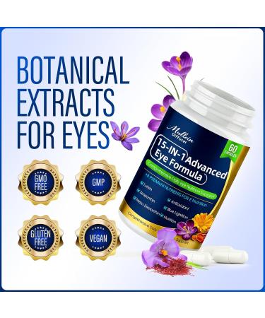 15-in-1 Advanced Eye Formula with Lutein Zeaxanthin Vitamin C/E Bilberry Extract Daily Eye Nutrition Support Promotes Eye Health Reduces Dryness 60Capsules (1) - Buy Online on GoSupps.com