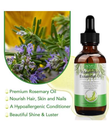 Rosemary Essential Oil for Hair Growth | 100% Organic with Scalp Massager - Nourishes & Stimulates Hair - Buy Online on GoSupps.com