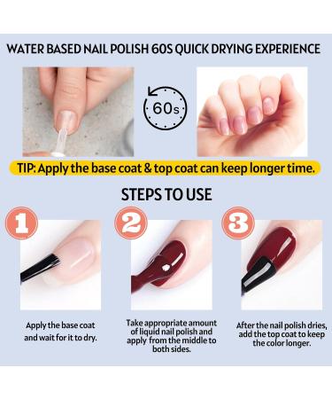 Clear Nail Polish 2 in 1 Nail Varnish Quick Dry Top Coat & Base Coat Nail Polish Glossy Finish & Long Lasting Nail Coat Non-Toxic Water Based Natural Nail Varnish No Need Cure 01ClearTopCoat - Buy Online on GoSupps.com