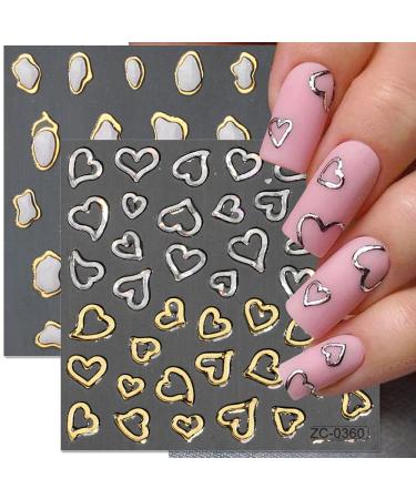 Dornail 6 Sheets 5D Crystal Nail Stickers | Irregular Geometric Frames & Heart Designs | Self-Adhesive Nail Art Accessories for Women - Buy Online on GoSupps.com