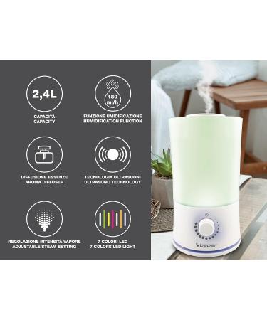 Beper 70 401 Humidifier & Essence Diffuser - 30W 2.4L LED Light Auto Switch-Off | Ideal for Home Office Kid's Room & Bathroom - International Shipping Available - Buy Online on GoSupps.com