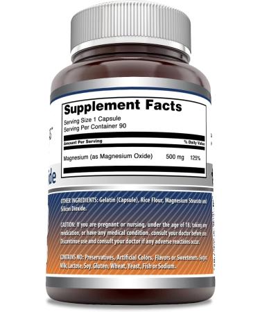 Amazing Nutrition Magnesium Oxide 500mg - 90 Capsules for Optimal Health - Buy Online on GoSupps.com