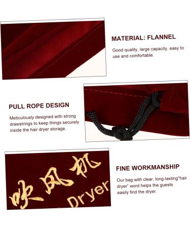 FOMIYES 1pc Hair Dryer Storage Bag Travel Makeup Bags Flannel Drawstring Bags Jewelry Holder Jewelry Rack Claret 30x26cm - Buy Online on GoSupps.com