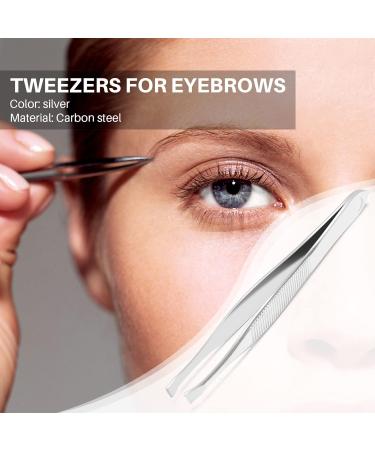 Tweezers for eyebrows depilatory tip carbon steel inclined 9 cm Color Silver - Buy Online on GoSupps.com