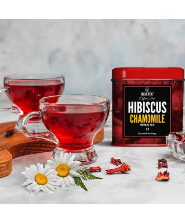 BLUE TEA - Hibiscus Chamomile Herbal Tea - 18 Tea Bags || CAFFEINE FREE || CHRISTMAS TEA GIFTS | Vegan - Gluten Free - Non-GMO | Eco-Conscious Tin Packaging - Buy Online on GoSupps.com