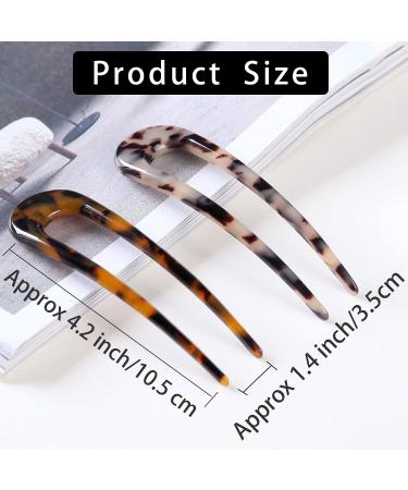 2 Pack Celluloid U-Shape Hairpins - French Style Hair Forks for Women & Girls - Ivory Tokyo - Buy Online on GoSupps.com