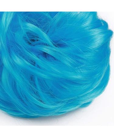 Thick Hair Donut Scrunchie Updo Hair Bun in Blue - Wavy Curly Messy Hairpiece Chignons Ponytail Extension - Buy Online on GoSupps.com