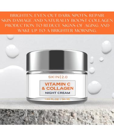 Vitamin C & Collagen Face Moisturizer - Anti-Aging Skin Tightening Night Cream - Cruelty-Free Korean Skincare for All Skin Types - 1.69 Fl. oz - Buy Online on GoSupps.com
