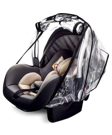 Universal Car Seat Rain Cover Baby Carrier Raincover - EVA Car Seat Weather Shield with Quick-Access Zipper Door and Side Ventilation Windproof and Waterproof Car Seat Cover for Maxi COSI and More
