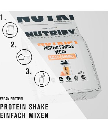  Nutrify NUTRIFY Vegan Protein Powder Salty Caramel 23g of protein vegan protein powder made from rice peas and yeast muscle building and dietetic creamy and soluble  - Buy Online on GoSupps.com