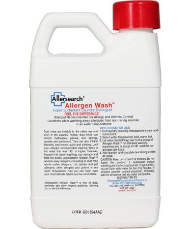 Allersearch AllergenWash 24 Oz Laundry Detergent - Allergy-Friendly Hypoallergenic Formula for Sensitive Skin - International Shipping Available - Buy Online on GoSupps.com
