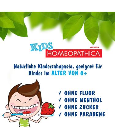 ASTERA Homeopathica KIDS 0+ Toothpaste with Strawberry Aroma - 50 ml | Natural & Safe for Children - Buy Online on GoSupps.com
