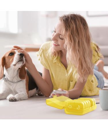 AUVON XL Weekly Pill Organizer - 7 Day AM PM Pill Box | Easy Filling Travel Case for Medications Vitamins & Supplements - D-light Yellow - Buy Online on GoSupps.com