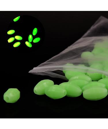 100PCS Glow Beads Fishing Lures 10x18mm | Luminous Oval Eggs Tackles | Green Glow in The Dark | Hard Plastic Jigging Lures - Buy Online on GoSupps.com