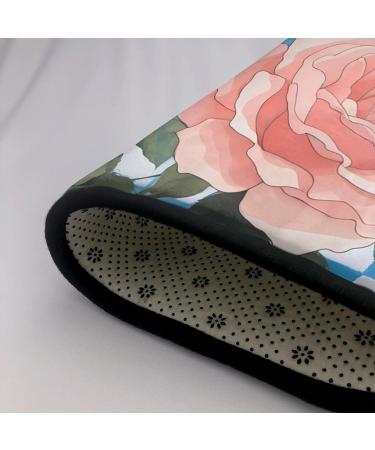 Plaid Background Roses Flannel Non-Slip Floor Mat - 63x48 Inches Comfortable & Lint-Free for Relieving Foot Pressure Ideal for Any Occasion - International Shipping Available - Buy Online on GoSupps.com