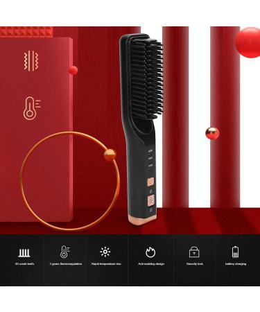 Buy Electric Hair Straightener Brush | Rapid Heating USB Rechargeable | Styling Tool for All Hair Types - Black - Buy Online on GoSupps.com